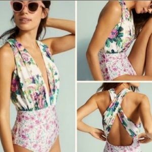 Anthropologie Allihop Zinnia Plunge One-Piece Swim